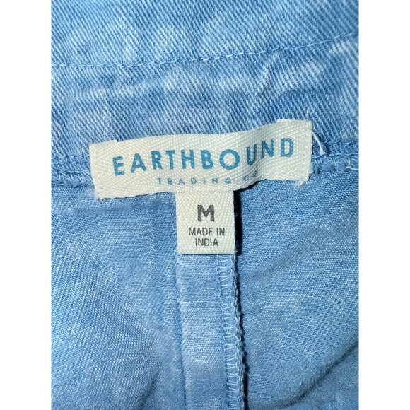 Earthbound Pants Medium Blue Denim Like Cotton  Wash Boho Hippie Wide Leg 1E - Picture 4 of 7